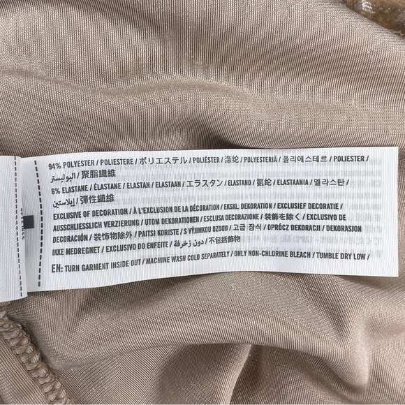 LARGE HOLLISTER BEIGE VELVET BLOUSE OFF SHOULDER PEASANT BOHO STRETCH NEUTRAL - Picture 9 of 10